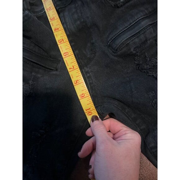 Preme Mens Black Distressed Jeans With Rhinestone Stripes 32W 32L Moto - Picture 9 of 10